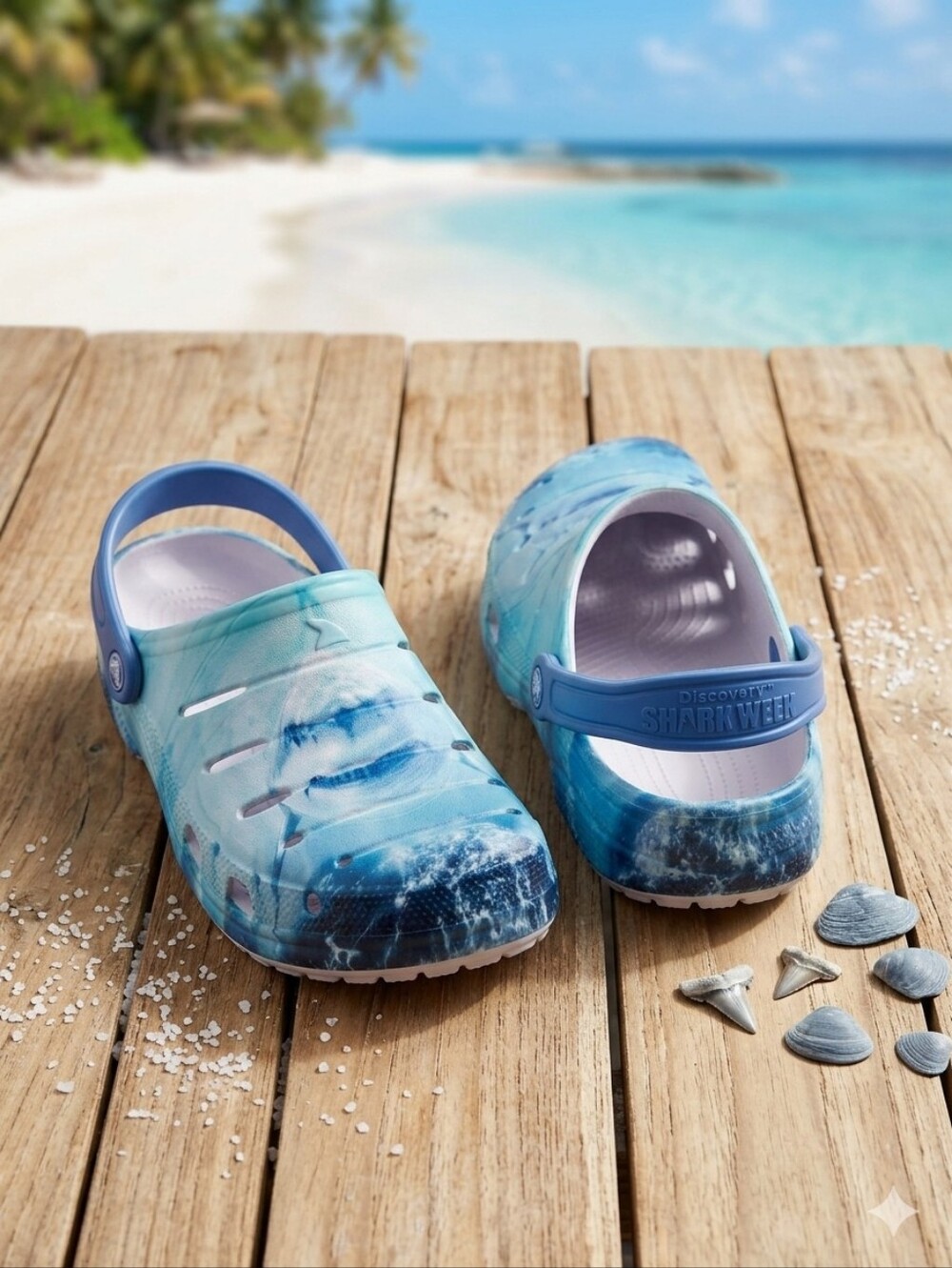 Kid's Unisex Blue Shark Clog Shoes - Discovery Shark Week NWOT Size 1